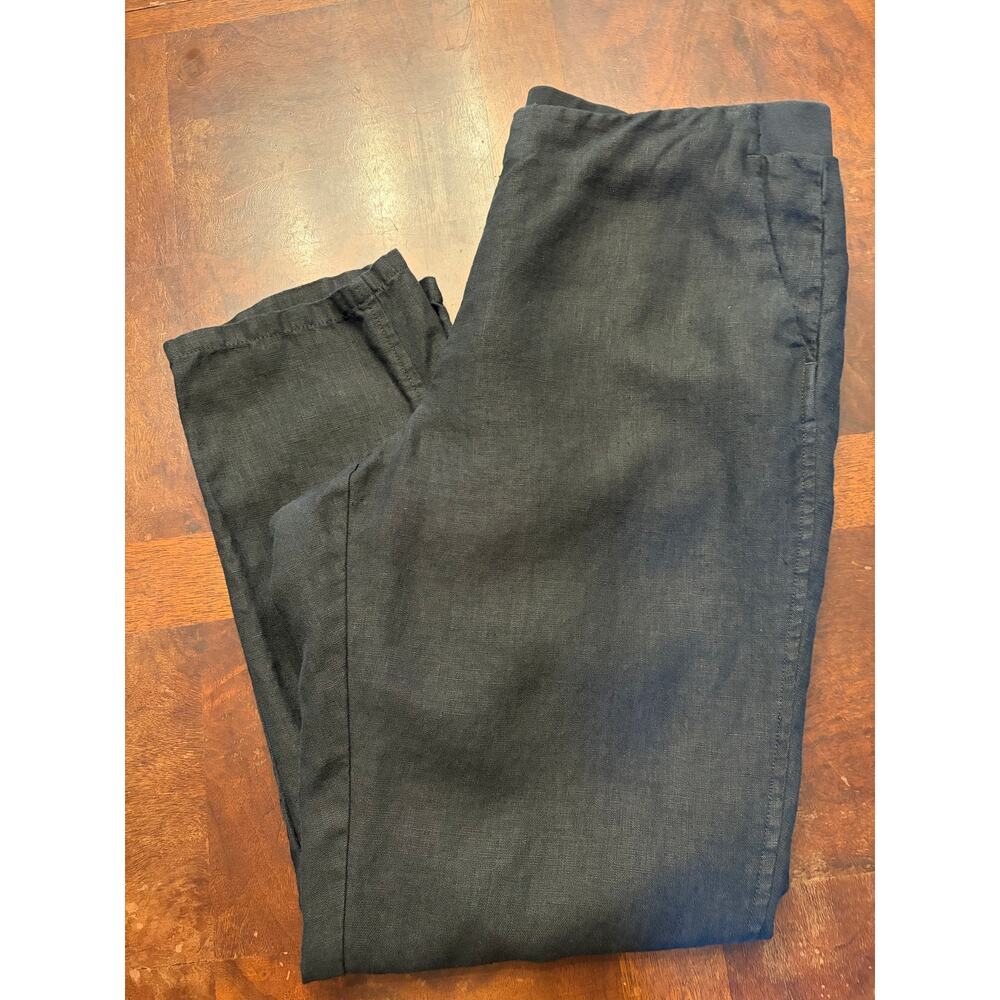 J.Jill Black Love Linen Pull-On Pants Sz M Lightweight Preowned Cozy Casual